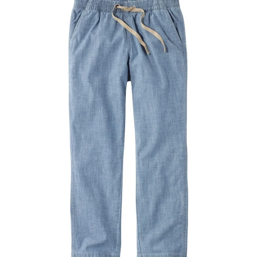 LL Bean Women's Lakewashed Pull-On Chinos, Mid-Rise Chambray Ankle Pants - Picture 1 of 3